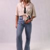 Koszula unisex, luźny krój, bawełna/len/wiskoza, kremowa
