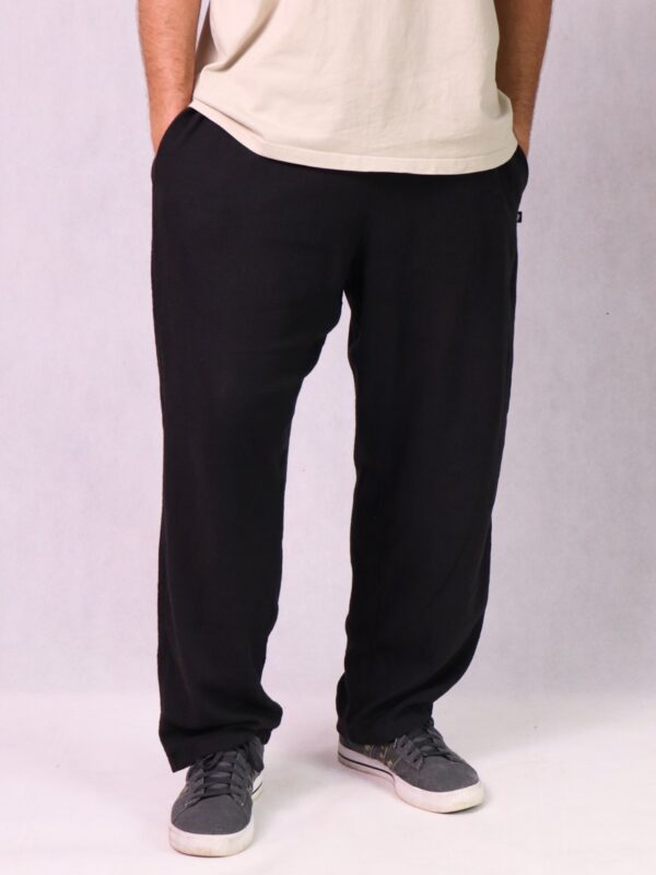 CZILERKI Luźne spodnie z lnu, wiskozy i bawełny, czarne