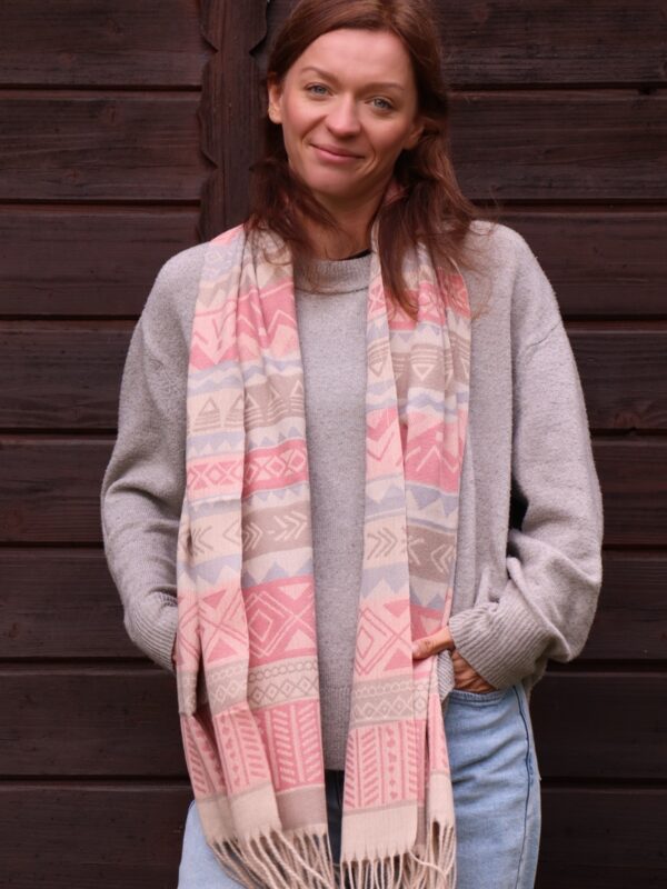 Szal odcienie różu z dodatkiem niebieskiego