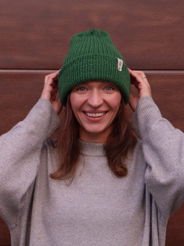 Czapka merino Zielona
