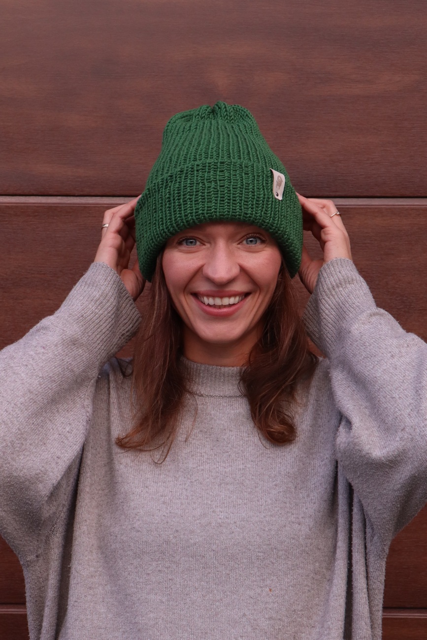 Czapka merino Zielona