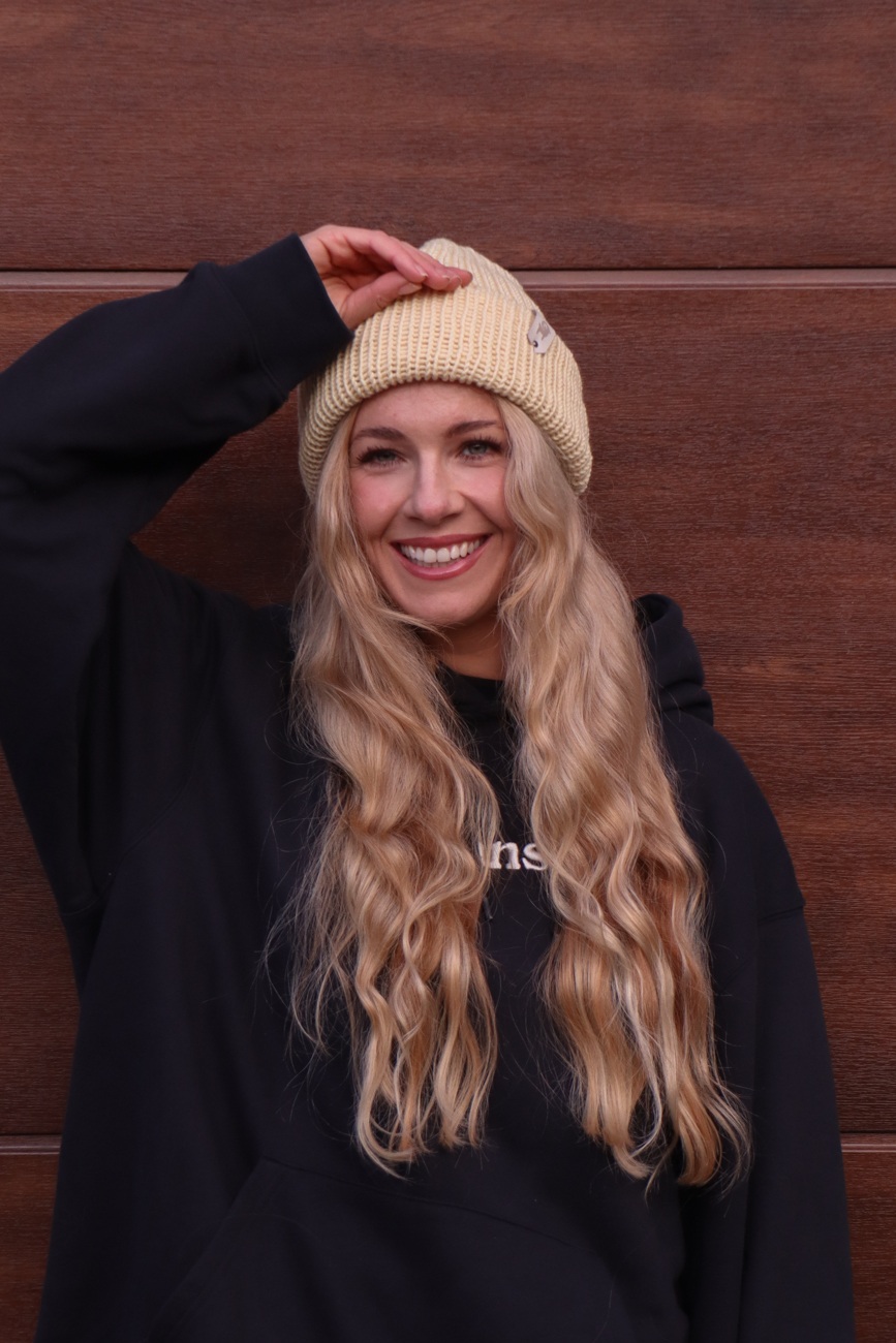 Czapka merino dwustronna Lawendowo-masełkowa - obrazek 5