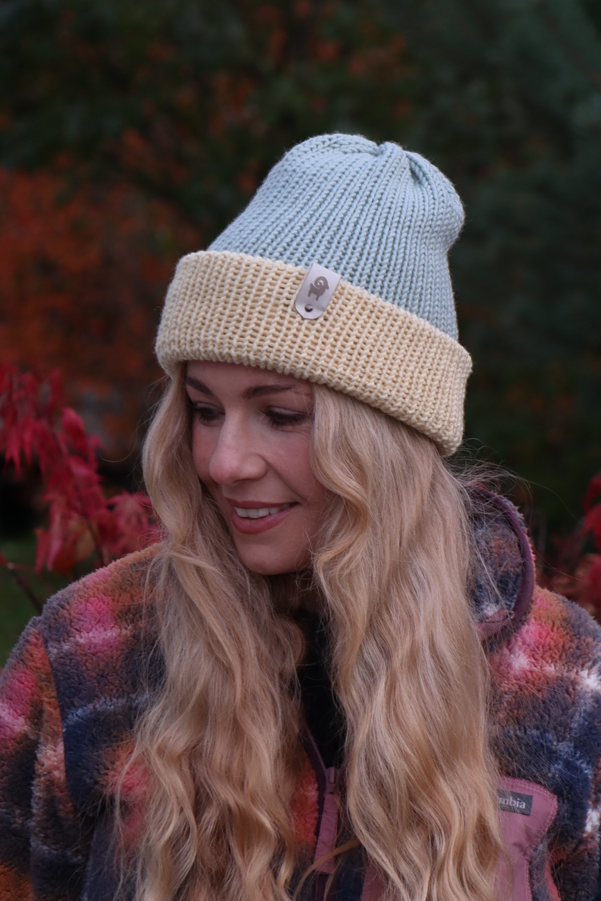 Wyprzedane! Czapka merino dwustronna Masełkowo-pistacjowa - obrazek 4