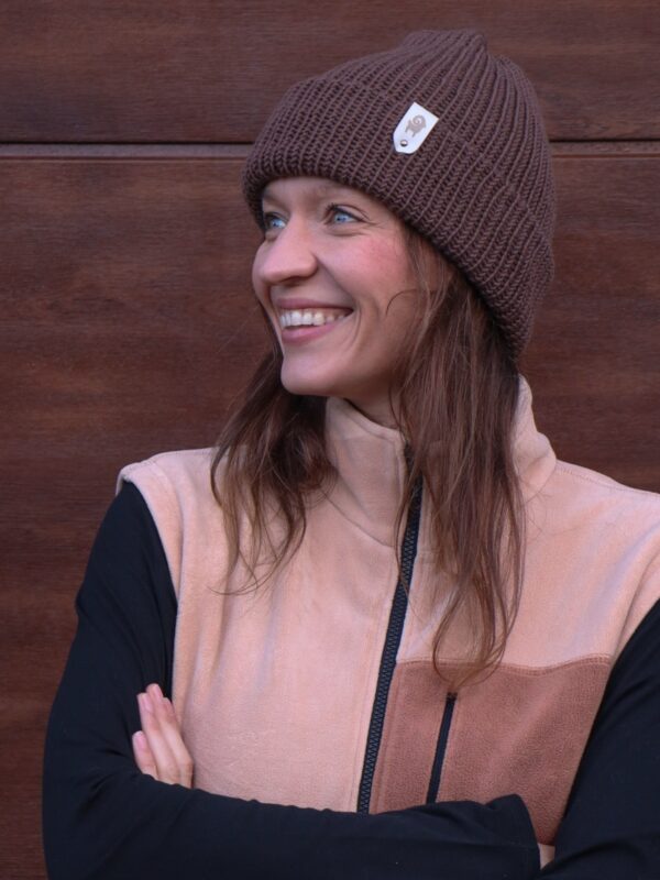 Czapka merino Brązowa
