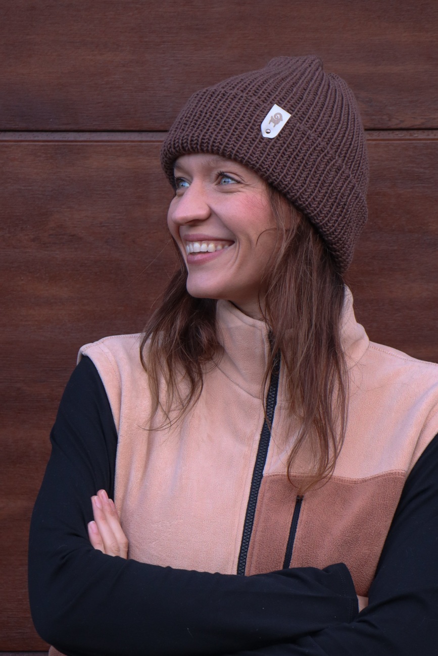 Czapka merino Brązowa