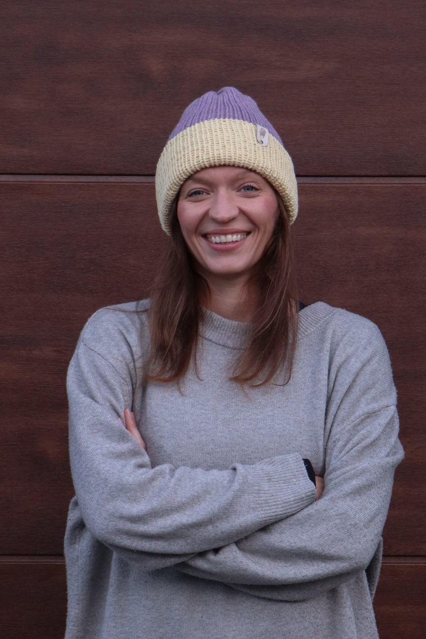 Czapka merino dwustronna Lawendowo-masełkowa - obrazek 3