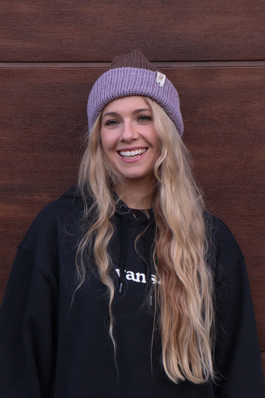 Czapka merino Brązowo-lawendowa - obrazek 3