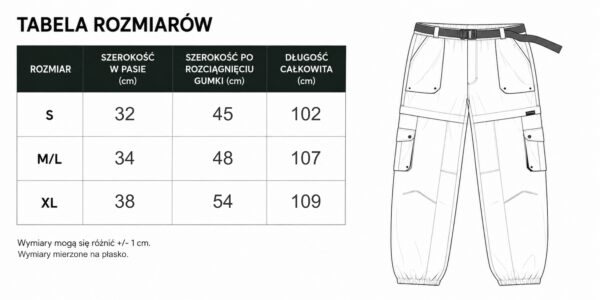 tabela spodnie parachute Damskie spodnie parachute z odpinanymi nogawkami - czekoladowe