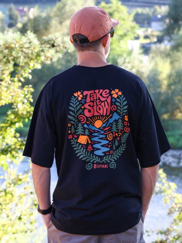 Koszulka oversize Take It Slow - czarna
