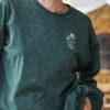 Longsleeve oversize Good Things Take Time - zielony marmur