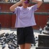 crop top Damska koszulka crop top Take It Slow - fioletowa
