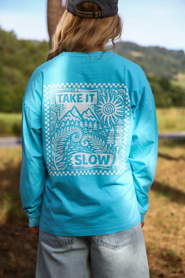 Longsleeve take it slow Longsleeve oversize Take It Slow - niebieski