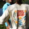 Longsleeve oversize Take It Slow - masełkowy
