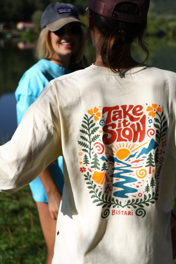 Longsleeve oversize Take It Slow - masełkowy