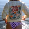 Longsleeve oversize Take It Slow - masełkowy